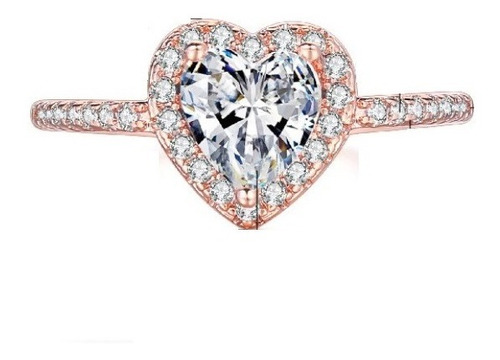 Imagen 2 de 6 de Hermoso Anillo Compromiso Crystal Love Heart Novia Regalo