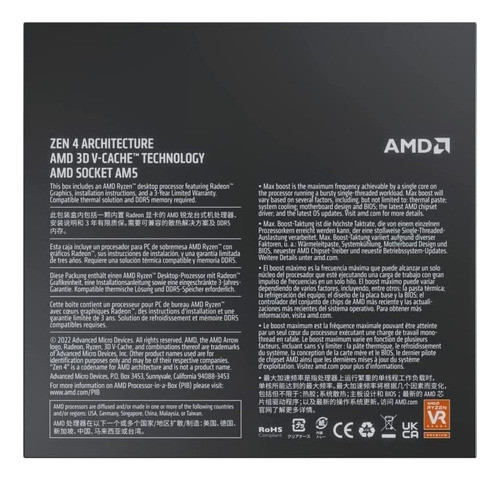 Procesador Amd Ryzen 9 7900x3d S-am5 4.40ghz 12-core 128mb