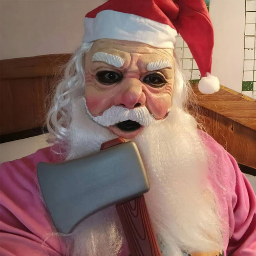 Máscara Realista De Papá Noel De Látex Con Pelo Y Gafas