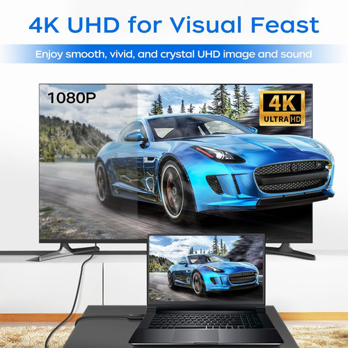 Qingler 4k Displayport A Hdmi Cable 6 Pies 2 Paquetes, De Al