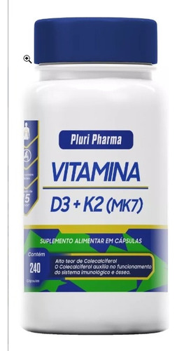 Vitamina D3 10.000ui+vit K2 Mk7 100mcg 240cap*pluri Pharma