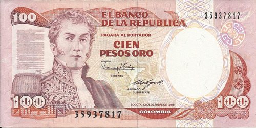Colombia  100 Pesos Oro 12 Octubre 1988
