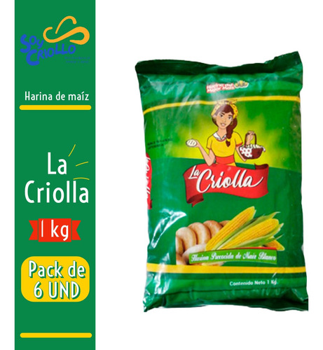 Harina De Maíz Blanco La Criolla 1kg Pack De 6 Und 
