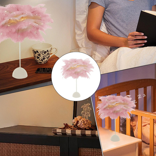 - Lámpara De Mesa De Plumas Lámpara De Mesita De Noche