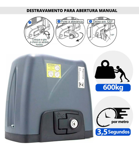 Kit Motor Dz Nano Turbo Rossi 600 Kg 3,5m 4 Controles 220v