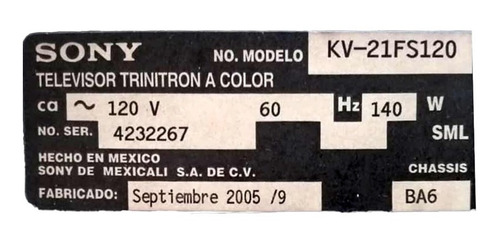 Imagen 5 de 7 de Tv Sony Wega Trinitron Kv-21fs120 Tvs