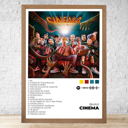 Cuadro Cinema 30x40 Vidrio Marco Madera Desmontable C564 Marrón Claro Clasico