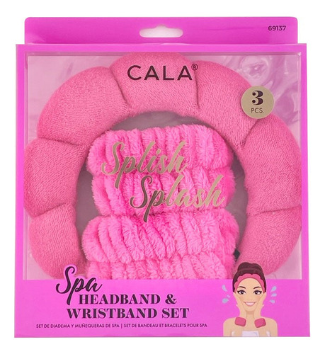 Set De Diadema Y Muñequeras Spa Para Skincare Hot Pink Cala Spa Headband And Wristband