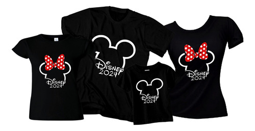 Kit Camiseta Viagem A Disney Camisa Baby Look Infantil 4 Pçs