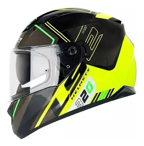 Casco Moto Ls2 Ff320 Stream Evo Sche Negro 7c Amarillo