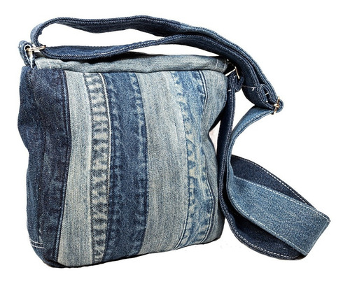 Imagen 3 de 10 de Bolso Mariconera De Mezclilla Reciclada Hecho A Mano