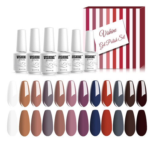 Vishine Kit De Esmalte De Uñas De Gel Soak Off Uv Led, 12 .