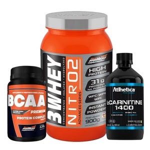 Kit Whey Barato + Lcarnitine + Bcaa 240caps = Emagrecer