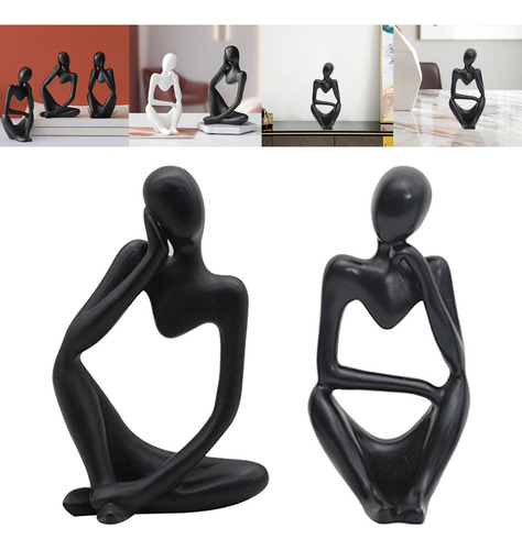 2x Estatuilla De Escultura De Pensador Estantería Estatua