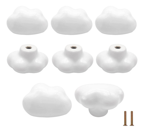  Tiradores Pomos Ceramica Forma Nube Blanco Bebe  - 43 Cara