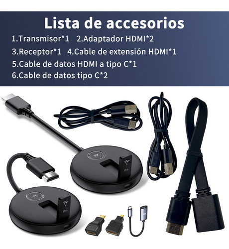 Transmisor Y Receptor Hdmi Inalámbrico, Transmisión Estable A Través De Paredes, Hasta 50 Metros, 1080p Hd Sin Retraso, Adaptador De Juego Compatible Con Proyectores, Televisores, Cámaras, Etc.