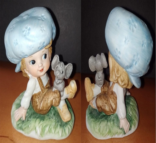 Figura De Ceramica Con Imagen De Niño Con Raton (Usado)