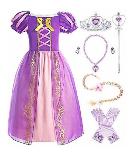 Vestido Disfraz Princesa Rapunzel Fiesta Disney 3 A 12 Año
