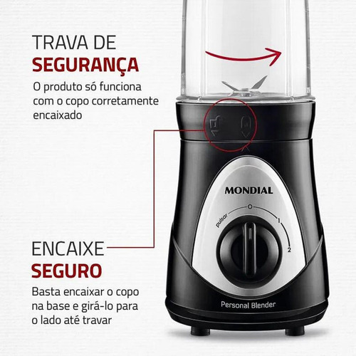 Liquidificador Portatil Mondial Dg-01 Preto/prata 300w 220v