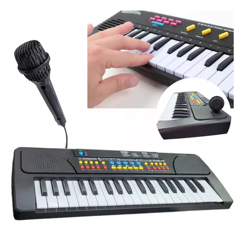 Piano Teclado Infantil Brinquedo Crianca Microfone Cantar Karaoke