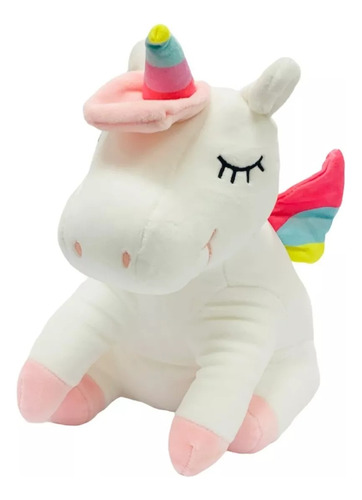 Peluche Unicornio Mediano 41cm Suave /color Rosado O Blanco