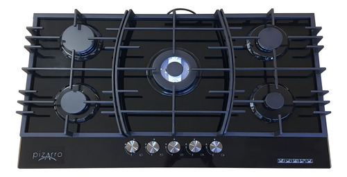 Parrilla De 5 Quemadores En Cristal Templado Negro De 90 Cm