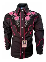 Comprar Camisa Vaquera Niños Unisex Bordada 13 Rosas En Rosa Dbw