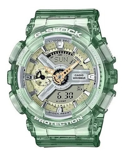 Reloj Casio G-shock S-series Brillo Metálico Gma-s110gs-3acr Color de la correa Verde transparente Color del bisel Verde Color del fondo Verde