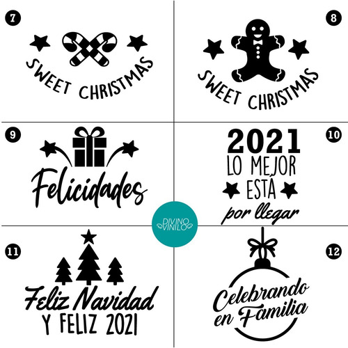 Imagen 2 de 3 de Vinilos De Corte Navidad Año Nuevo Tamaño Frasco X 10 U.