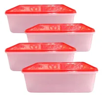 Comprar Set 4 Recipientes Tapa Rectangular Apto Microondas Freezer