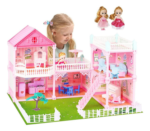 Casa Muñecas Barbie Grande Con Muebles Kit Casa Muñecas