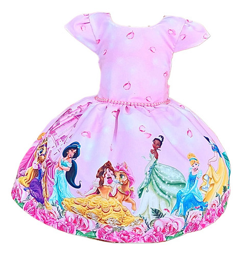 Vestido Princesas Da Disney Temático Luxo Grátis Laço