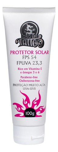 Protetor Solar Fps 54 100g  Alta Proteção Para Pele Tatuada