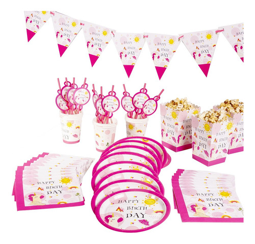 Sorbetes Polipapel Unicornio Rosa. Cotillón. Pack X 10