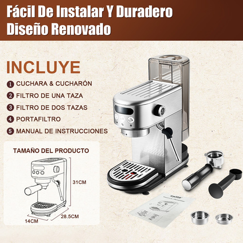 Cafetera Espresso 20 Bar Cafetera Semi Automatic 1350w