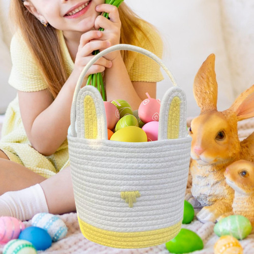 Canasta De Regalo De Pascua De Huevo De Pascua Con Orejas De