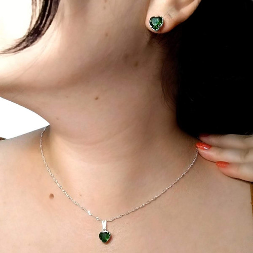 Conjunto Colar De Pedra + Brincos Semi Joias Finas
