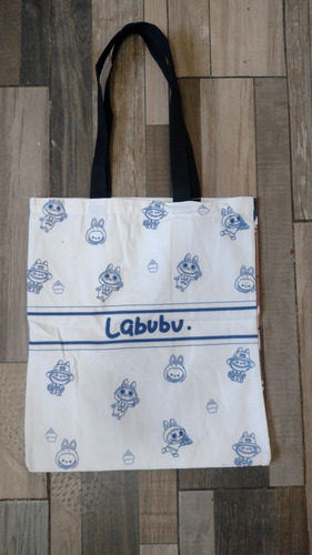 Tote Bag Van Gogh Labubu Capibara Principito Demon Slayer Labubu Azul Oscuro Lisa Tela Blanco