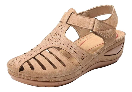 Sandalias Zapatos Cuero Suave Dedo Cerrado Vintage Antidesli