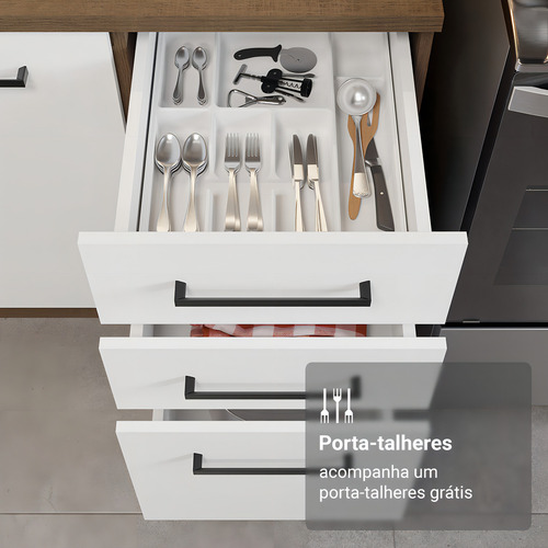 Armário De Cozinha Completa 340cm Agata Madesa 01 Cor Rustic/branco