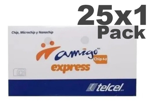 25x1 Tarjeta Sim Chip Telcel 2g 3g 4g 321 El Grullo