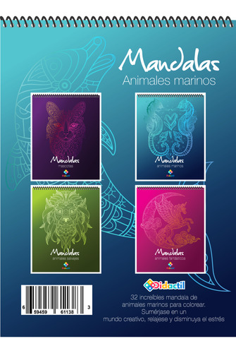 Libro Para Colorear Mándalas De Animales Marinos