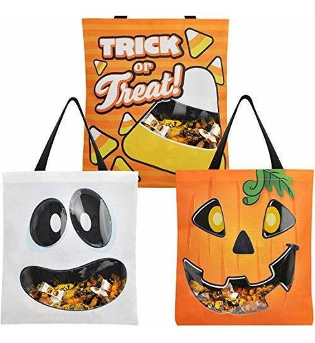 3 Bolsas Grandes De Tote De Halloween 22,5 X 13,75 37kmj