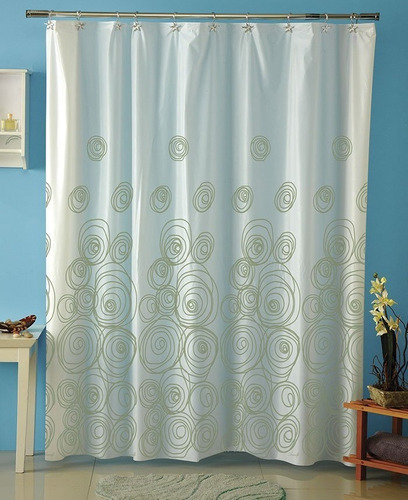 Imagen 2 de 4 de Cortina De Baño Extragruesa Con Ganchos - Fleur Beige - Sd