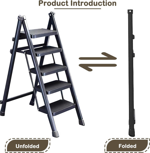 Zzv Escalera De 5 Escalones, Taburete Plegable Con Pedal Ant