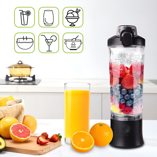 Mini Licuadora Portátil Recargable Usb Exprimidor De Jugos Negro