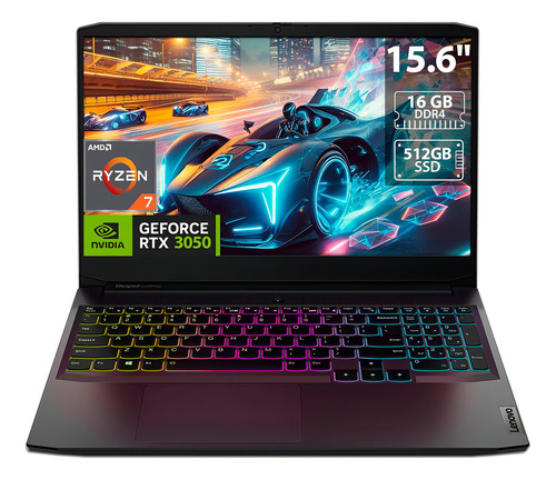 Laptop Gamer Lenovo Ideapad Gaming 3 G6 Processador Amd Ryzen 7 5800h Memória Ddr4 de 16 GB SSD 512 GB 15 6 Led Vídeo Nvidia Geforce Rtx 3050 Windows 11 Home