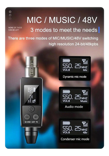 Mic Transmissor Receptor Sem Fio Sistema De Microfone Xlr