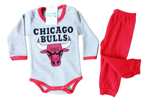 Conjunto Bebe Body Manga Larga Pantalon Chicago Bulls Nba