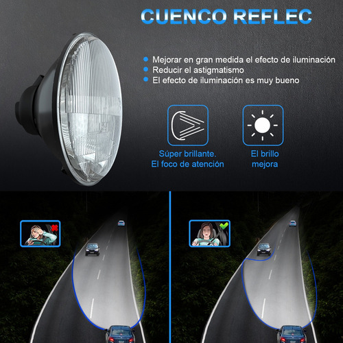 Para D 2pc 7 Pulgadas Redondo Faros Carcasa De Vidrio,